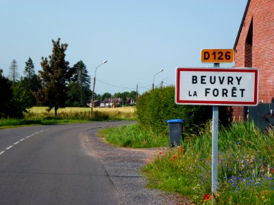 Beuvry-la-Forêt (Nord, Fr) city limit sign