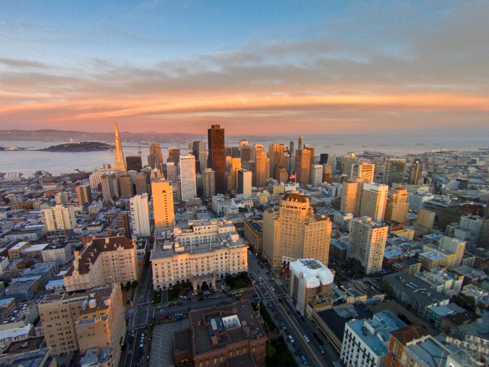 Drone san francisco skyline cityscape