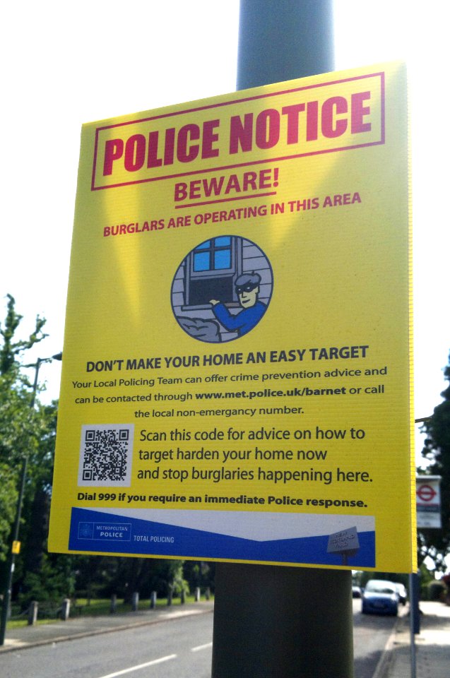 Beware of burglars. Police notice L.B. of Barnet 30 June 2013