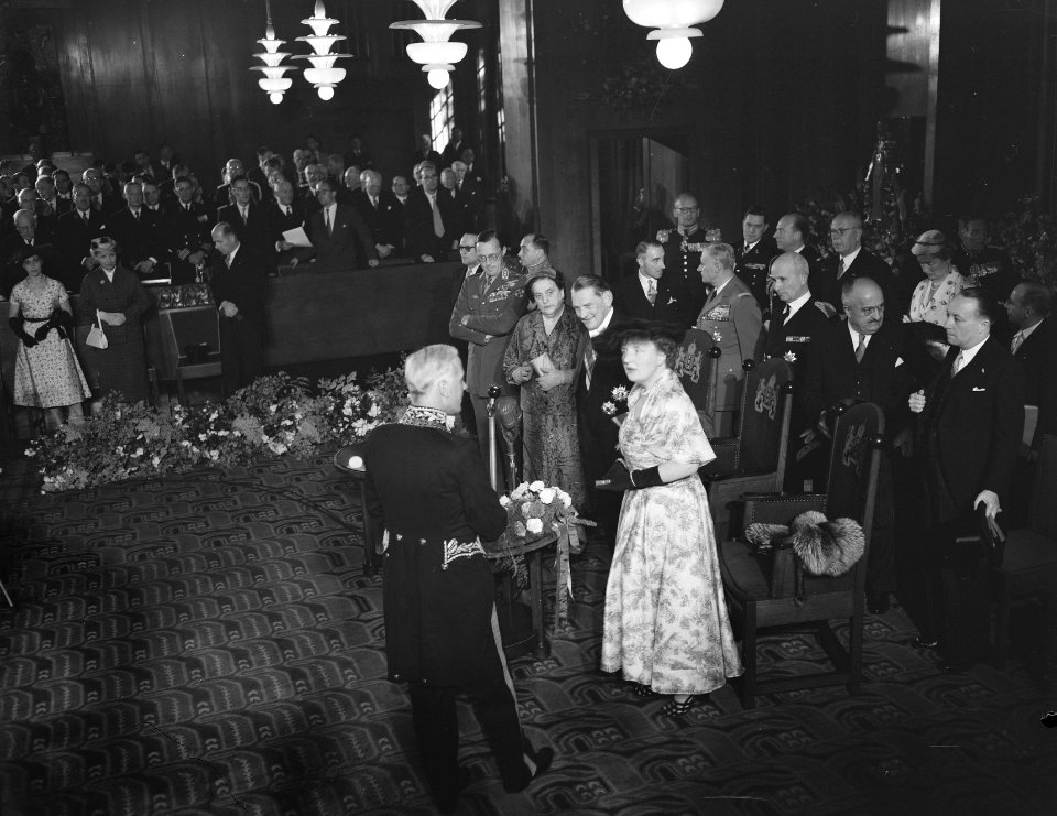 Bezoek Franse president en mevrouw Coty aan Amsterdam, ontvangst in stadhuis, Bestanddeelnr 906-6093