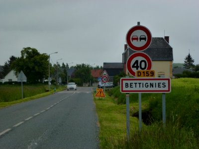 Bettignies (Nord, Fr) City limit sign