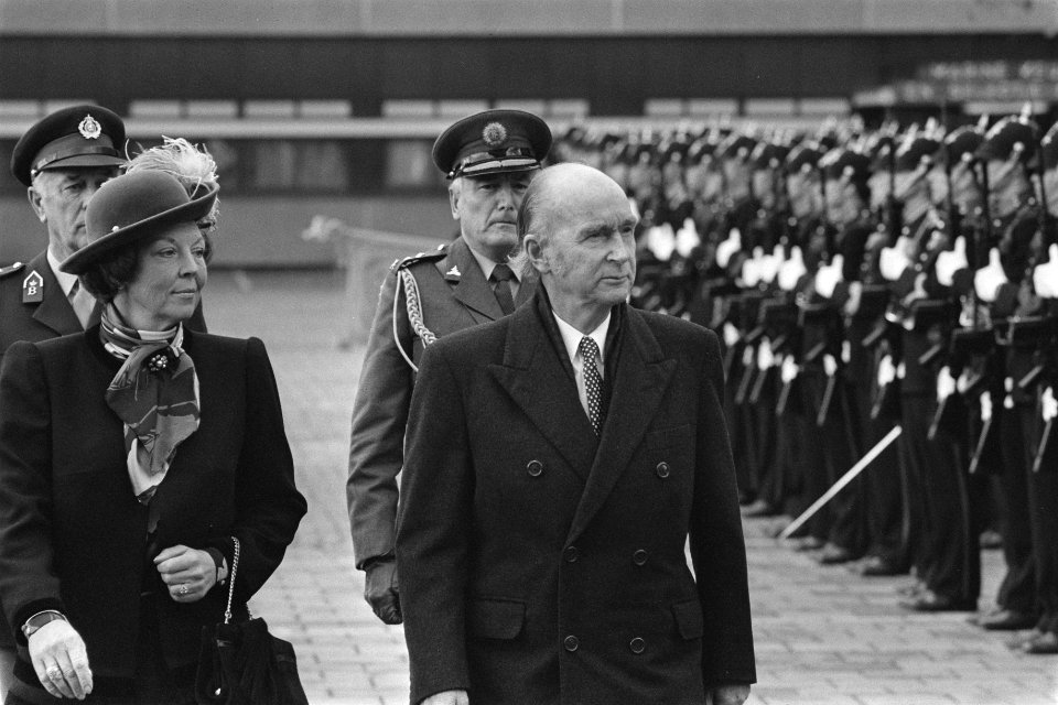 Bezoek Ierse president Hillery aan Nederland Koningin Beatrix en President Hill, Bestanddeelnr 933-8053