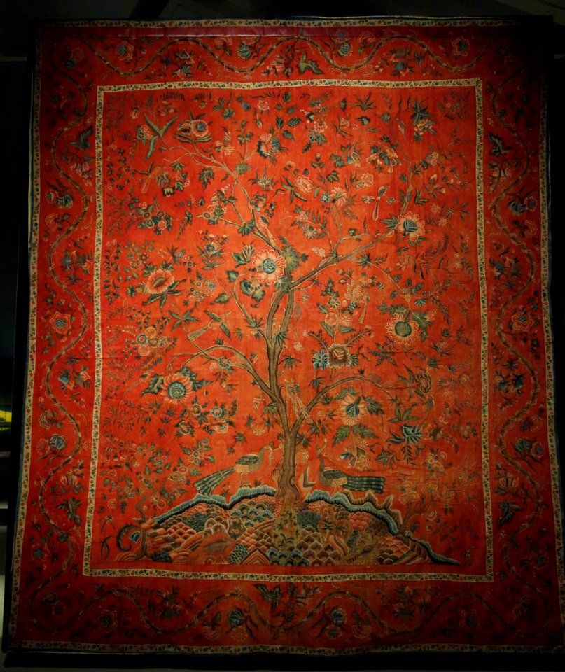 Bedcover for the European market, India, Coromandel Coast, 18th century, cotton, natural dyes - Royal Ontario Museum - DSC04318