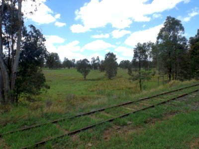 Beaudesert railway line and fields at Cedar Grove, Queensland