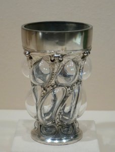 Beaker, designer Emmanuel Jules Joe-Descomps, silversmith JBF, France, Paris, 1903, glass, silver, 1998.307 - Metropolitan Museum of Art - New York City - DSC07537