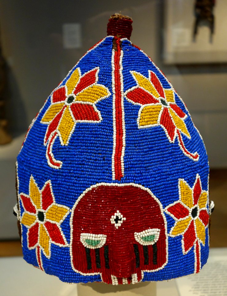 Beaded Royal Coronet (orikogbofo), Nigeria, Yoruba people, early 20th century, beads, fabric - Chazen Museum of Art - DSC01804