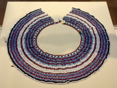 Beaded collar (icangci), South Africa, Xhosa people, early to mid 20th century, glass beads, string, button - Chazen Museum of Art - DSC01792