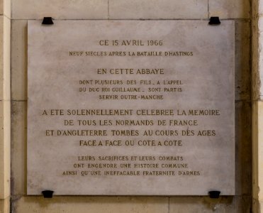 Bec-Hellouin Plaque Normands France Angleterre anniversaire Hastings