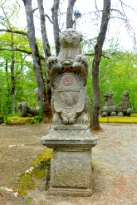 Bear holding the Orsini family emblem - Parco dei Mostri - Bomarzo, Italy - DSC02648