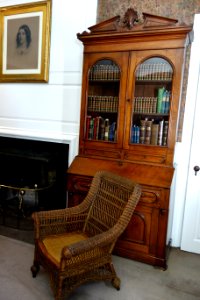 Bedroom bookcase and chair - Longfellow National Historic Site - DSC04822