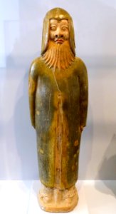 Bearded Guardian Figure Wearing Helmet, China, Northern Qi to Sui period, 550 to early 600s AD, earthenware, lead-fluxed glaze, cold-painted pigments - Arthur M. Sackler Museum, Harvard University - DSC00893