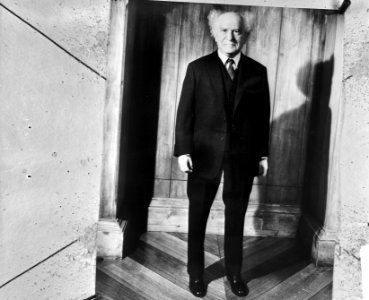 Beeld van Ben Goerion, ex-premier van Israël, in het wassenbeeldenmusem Madam Tu, Bestanddeelnr 926-9226