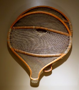 Beaver-tail snowshoes, Montagnais, 1800s, wood, gut - Château Ramezay - Montreal, Canada - DSC07387
