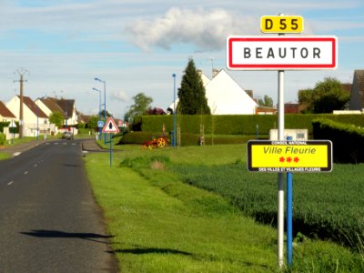 Beautor (Aisne) city limit sign