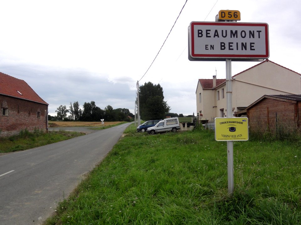 Beaumont-en-Beine (Aisne) city limit sign