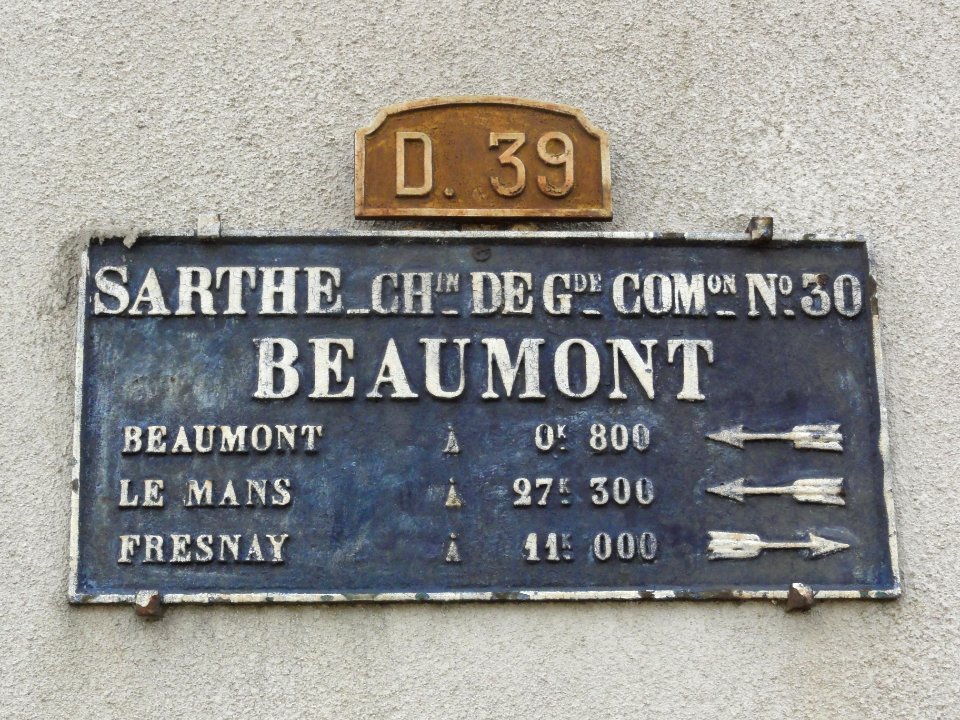 Beaumont-sur-Sarthe (Sarthe) plaque de cocher D39