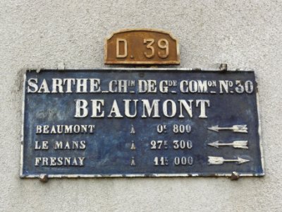Beaumont-sur-Sarthe (Sarthe) plaque de cocher D39