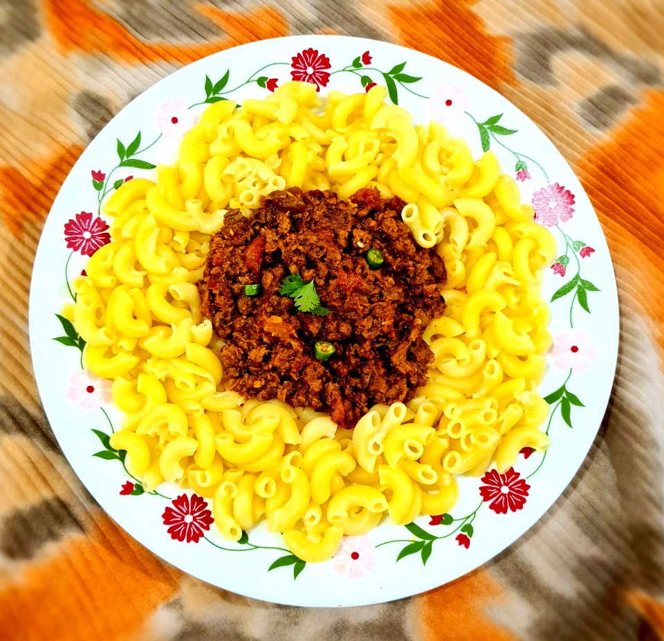 Beef Keema with Elbow Macaroni