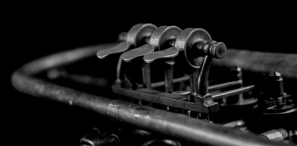 Play old instrument trumpet photo