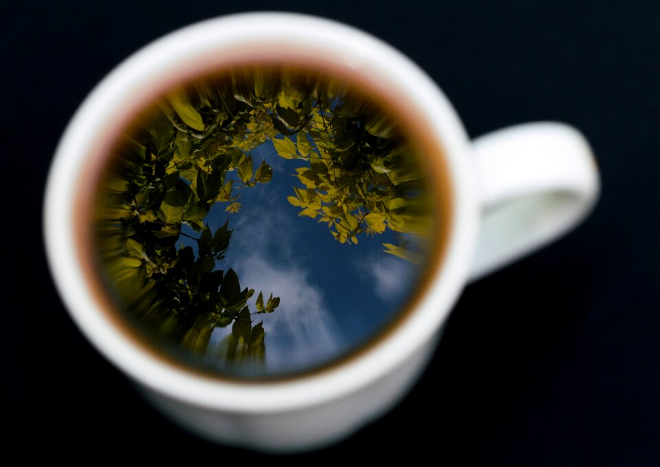 Tea reflection sky