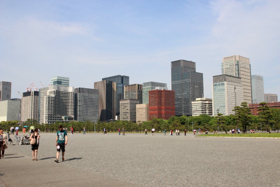 Skyscrapers park sky photo