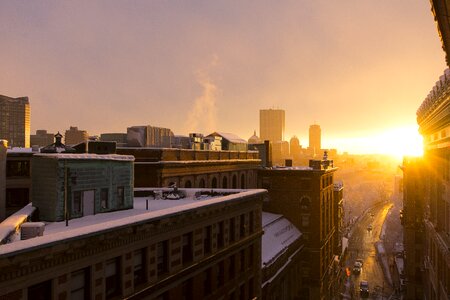 Snow skyline downtown