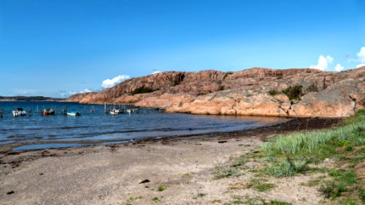 Beach at Sävens camping in Skalhamn