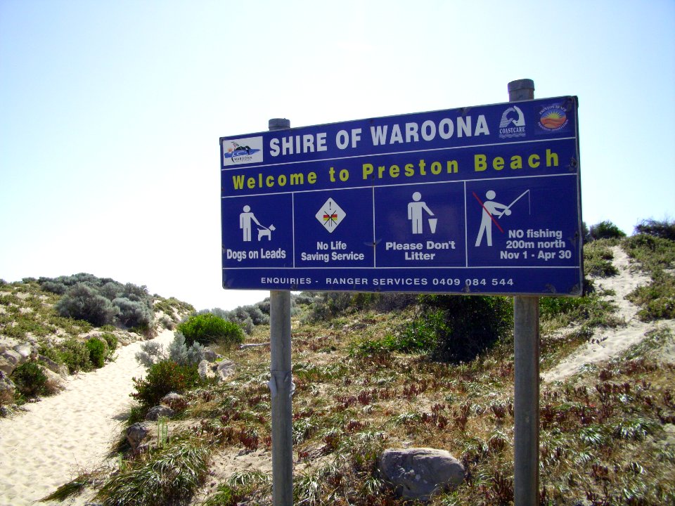 Beach welcome sign, Preston Beach, Shire of Waroona (E37@WTW2013)