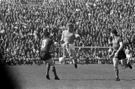 Belgie tegen Nederland 1-0, Piet Keizer speelt de bal, Bestanddeelnr 920-2371