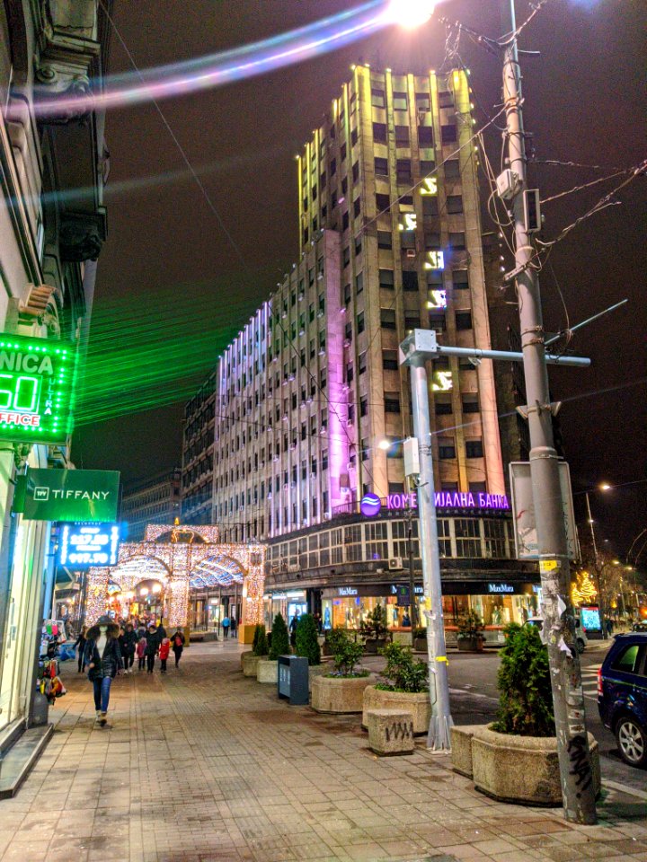 Belgrade, street view in night time