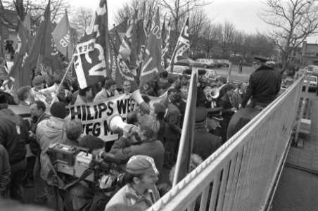 Belgische werknemers Philips (Leuven) demonstreren in Eindhoven, Bestanddeelnr 934-3733
