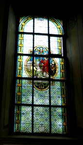 Bellersen - Kirche - Fenster - St. Meinulf baut das Kloster Böddeken