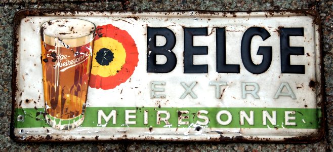Belge Extra, Meiresonne, old metal advertising sign