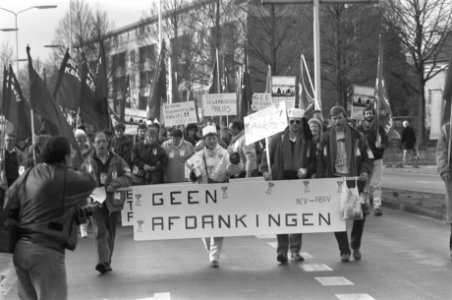 Belgische werknemers Philips (Leuven) demonstreren in Eindhoven, Bestanddeelnr 934-3736