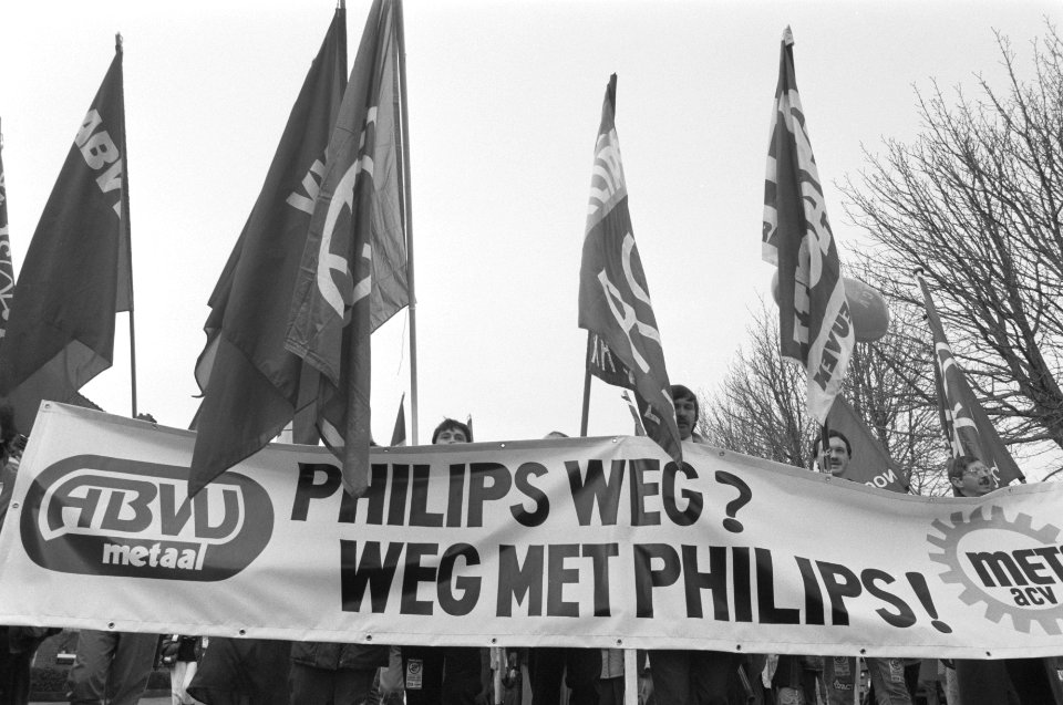 Belgische werknemers Philips (Leuven) demonstreren in Eindhoven, Bestanddeelnr 934-3735