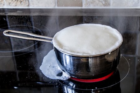 Pot milk foaming milk photo