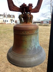 Bell at one-room schoolhouse, Massacoh Plantation - Simsbury, CT - DSC00590