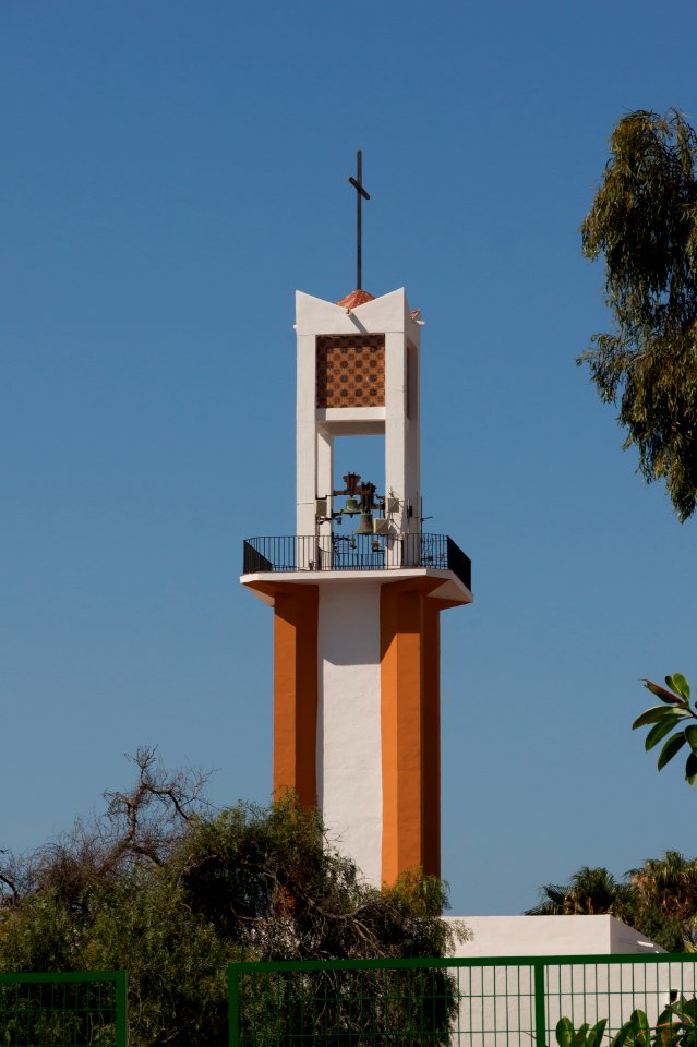 Bell tower iglesia de la Purissima Calahonda Andalusia summer 2012 Spain