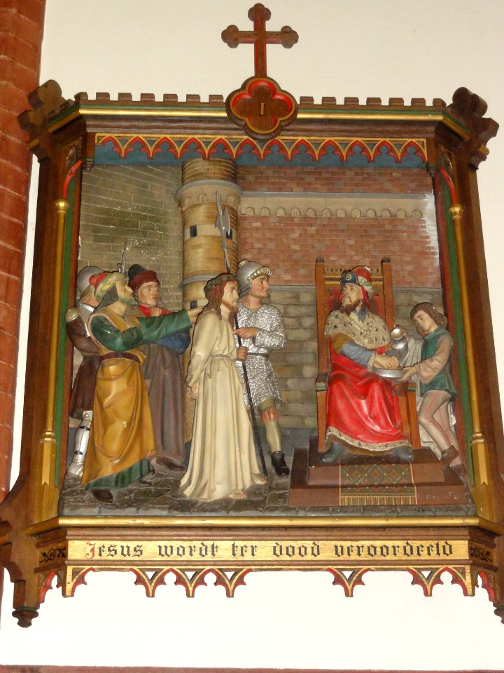 Beers (N.Br) Sint Lambertuskerk kruiswegstatie 01