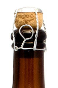 Beer bottle sealed with a cork and muselet