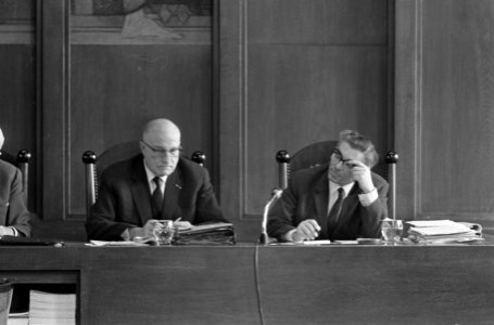 Behandeling begroting Amsterdam in de Raad, links wethouder Tabak , rechts wetho, Bestanddeelnr 918-8244
