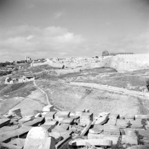Begraafplaats op Zion's berg met het zichtop de stadsmuur van Jeruzalem, Bestanddeelnr 255-5156