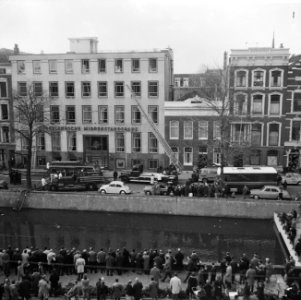 Belangstelling op de Westersingel bij het blussen van de brand, Bestanddeelnr 918-4369