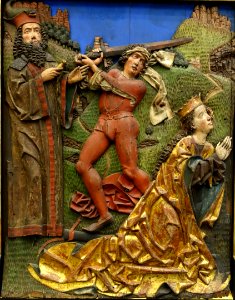 Beheading of Saint Catherine of Alexandria, Bamberg, from the Stiftskirche in Wimpfen am Neckar, c. 1480, limewood, original polychromy - Germanisches Nationalmuseum - Nuremberg, Germany - DSC02938