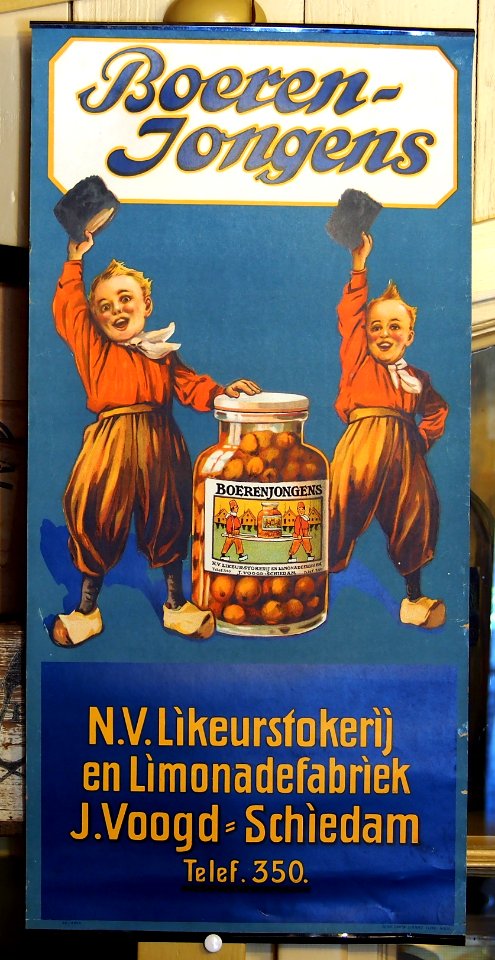 Boeren-Jongens, NV Likeurstokerij en Limonadefabriek J Voogd, Schiedam