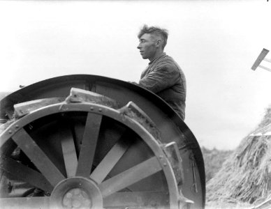 Boer op tractor in de Anna Paulownapolder, Bestanddeelnr 252-0827