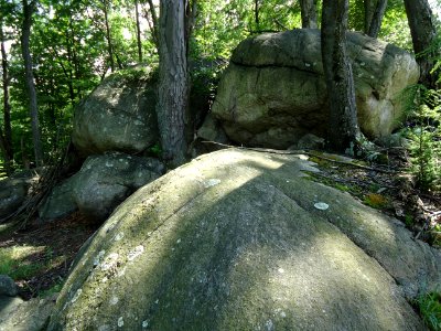 Boulders in woodsy section in Bloomingdale New Jersey