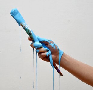 Hand brush blue photo