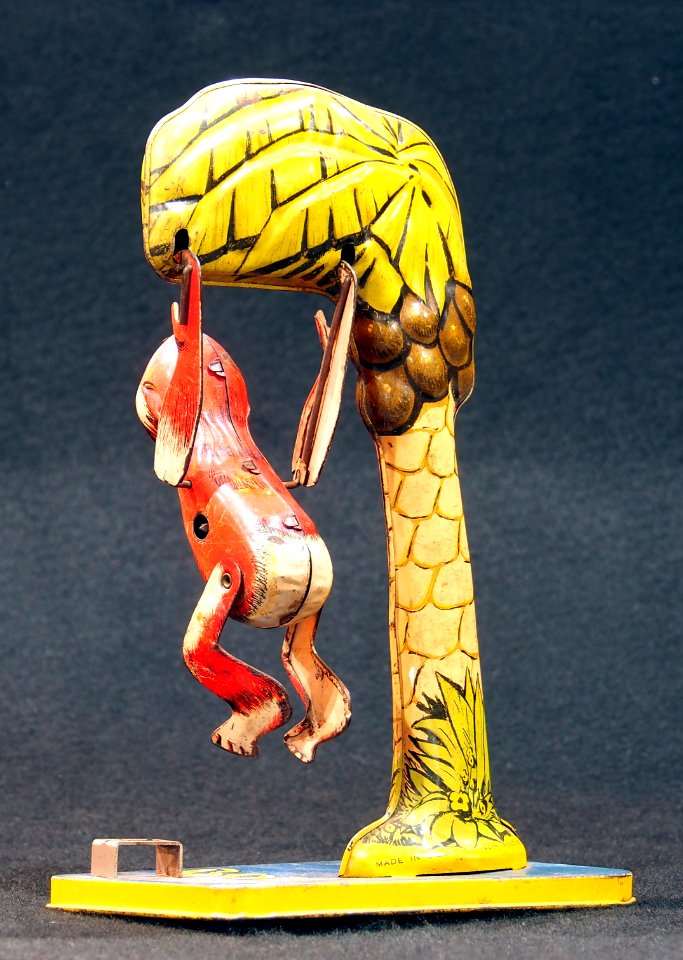 Bombo, tin toy monkey in tree, pic 7