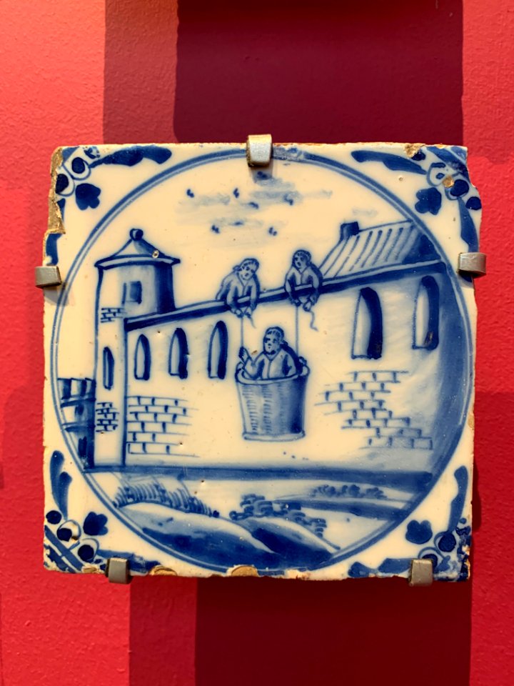 Blue ceramic tile at the National Museum of Scotland, pic1